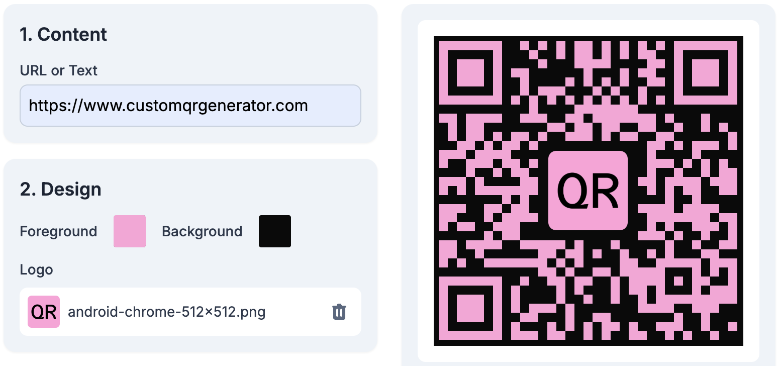 Step 4: Changing the background and foreground colors of the QR code